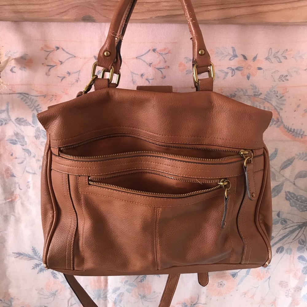 Merona Brown Faux Leather Satchel Purse - Picture 9 of 14
